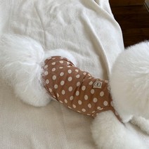 매그독 강아지 바밤 도트 린넨 민소매 티셔츠, 브라운