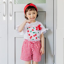 라라아망 여아용 봉봉체크 반바지