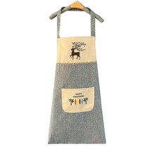 사슴 배색 성인 데일리 앞치마, 블루, 1개