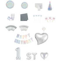 생일파티 4~10인 패키지 테이블웨어포함, 첫돌 홀로그램실버톤, 1세트