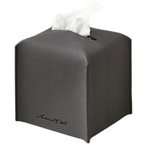 PU 스위트룸 가죽 정사각 롤 휴지 케이스, 차콜, 1개