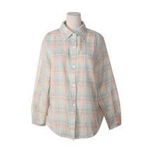 시크블랙 여성용 프레주 린넨 체크 남방 NB1525C16