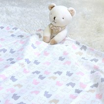 오즈맘 유아용 목욕타올 순면 거즈 블랭킷 2p, 핀란드숲래빗 핑크