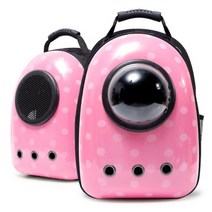 반려동물 통기성 투명 배낭형 이동 가방, 물방울핑크
