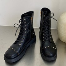 도도팩토리 여성용 떠니렌 찡 장식 옆지퍼 레이스업 워커 부츠