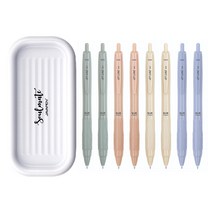 자바펜 제트라인 비즈 빈티지 볼펜 0.7mm 4종 x 2p + 소울메이트 펜트레이 세트, 블루, 올리브, 피치, 옐로우(볼펜), 화이트(펜트레이), 1세트