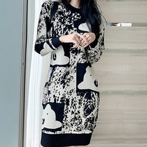 비비에모 베어 스트레이트 긴팔 니트 원피스 00465