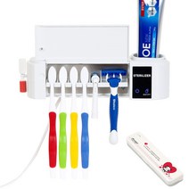 에코지우 삼국 벽걸이형 칫솔 살균기 HD-603W + 닥터크리너 건전지형 타입 휴대용 칫솔 살균기 BIO-201 세트, 화이트(살균기), 화이트팬더(휴대용), HD-603W(벽걸이형 살균기), BIO-201(휴대용 살균기)