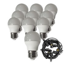 맥아트 LED 스트링 라이트 전등선 10소켓 10m + 인치구 3W 10p 세트, 블랙(전등선), 전구색(노란빛)
