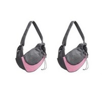 해밀 반려동물 실용적인 휴대용 숄더 크로스 메쉬 천 가방 2p, 핑크   그레이