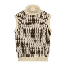 비엔엑스 여성용 잔무늬 터틀넥 니트 베스트