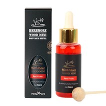 허브모아 우드미니 송풍구 차량용 디퓨저 50ml 리필 + 스틱 세트, 레드프룻, 1세트
