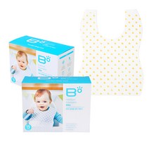 BO 유아용 순면 일회용 휴대용 이유식 턱받이 15p, 노랑, 2박스