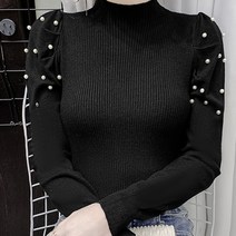 메이첼 여성용 진주퍼밍 반폴라 니트 이너 티셔츠 00346