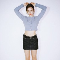 낫유어로즈 Rose button denim skirt