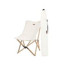 다니고 감성 캠핑 접이식 우드 릴렉스 체어 중형 + 전용 파우치 세트, 베이지, 1개