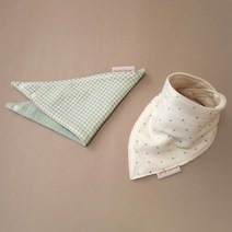 무무앤두두 아동용 체크 + 도트 거즈 스카프빕 세트