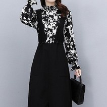 아뗄릭 쉬폰 셔링 볼륨 소매 앞트임 미디 원피스 00487