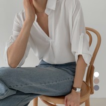 바블링브룩 여성용 라이트 오픈 카라 블라우스
