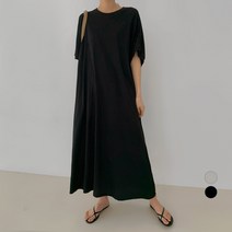 바블링브룩 여성용 박스 오버핏 반팔 롱 원피스