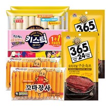 DANA 간식박스 1호 롯데햄 키스틱 400g x 2p + 사조 꼬마장사 250g x 2p + 365.24 오리지널구운육포 30g x 2p 세트, 1세트