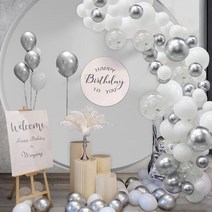 팡팡카트 풍선 파티 세트, 실버, 1세트