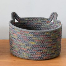 올하이 귀여운 고양이 귀 로프 바구니 대, 02 꽃 회색 어두운, 1개