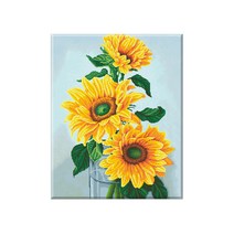 디클레어 3D DIY 보석십자수 캔버스형 특대형 60X75cm, 60X75 꽃병 속 해바라기, 1세트