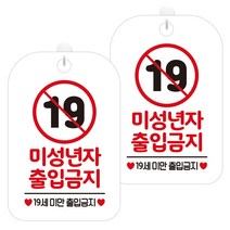 제제데코 안내문구 경고 주의 알림 표지판 화이트판 30cm, 2개, 미성년자19세출입금지(HA273)