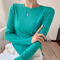 비비에모 여성용 언발란스 셔링 트임 긴팔 티셔츠 00815