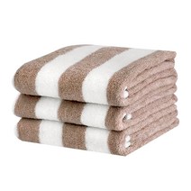 까사베르데 스트라이프 페이스 타월 170g 30수 면사, 베이지, 3개
