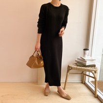 페이퍼먼츠 라운드넥 줄리앙리 골지 롱 니트 원피스 01374