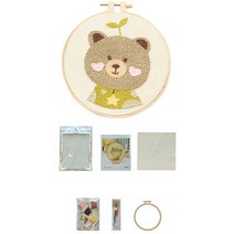 리빙토픽 펀치 니들 자수 집콕 취미 뜨게질 패키지 세트, 1세트, 곰(92611C)