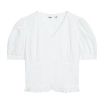 미쏘 V넥 아일렛 블라우스