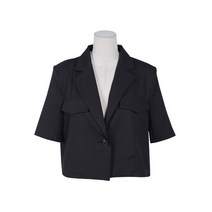 여성용 도리슨 가슴포켓 크롭 반팔 자켓 JK4067K24