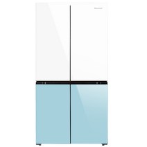 [T873MEE012] 캐리어 클라윈드 피트인 파스텔 4도어 냉장고 436L 방문설치, 하프민트, KRNF436MPS1