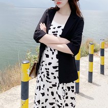 아뗄릭 여성용 더블카라넥 7부 소매 여름 캐주얼 자켓 00748