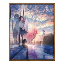 순잠 깜찍 모던 수채화 유채화 개릭터 그림그리기 DIY 세트 40 x 50 x 1.6 cm, 5 클라이 레인 커플 셰도우