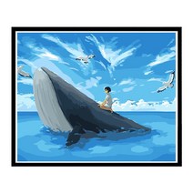 순잠 깜찍 모던 수채화 유채화 개릭터 그림그리기 DIY 세트 50 x 65 x 1.6 cm, 37 리얼리티 마린 돌핀