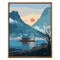 순잠 깜찍 모던 수채화 유채화 캐릭터 그림그리기 DIY 세트 40 x 50 x 1.6 cm, 8 강물 하우스