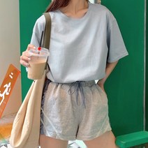 메이첼 여성용 베이직 5부 반팔 컬러 티셔츠 01028