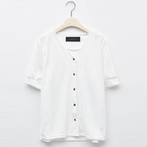 탱커스 브이넥 버튼업 데일리 반팔 니트 블라우스 TU1BL068L0