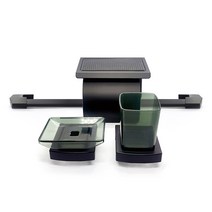 벽 설치형 욕실용품 4종 세트 YS3000B, 1세트, 블랙