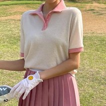 패션풀 여성용 GOLF F 파스텔 오픈 반팔 니트 28115