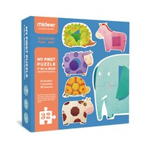 mideer 처음해보는 동물 기하학 퍼즐놀이 KMD3022-1, 혼합색상, 32피스