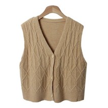 칼리멜 브이넥 꽈배기 버튼 니트 조끼 cpvt844k28