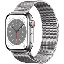 Apple 애플워치 8, 41mm, GPS+Cellular, 스테인리스, 실버 / 실버 밀레니즈 루프, 실버(케이스) + 실버(루프)