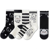 여아용 미소 꼬마곰럭키베어 양말 5종 세트 F86