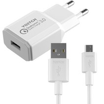 요이치 제우스 퀄컴 3.0 지원 USB 고속 충전기 + 5핀 고속 충전 케이블 200cm, 혼합색상, 1세트