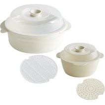 이지앤프리 스팀쿡 찜기 전자레인지 용기 1200ml 대 + 650ml 소, 1세트, 화이트
